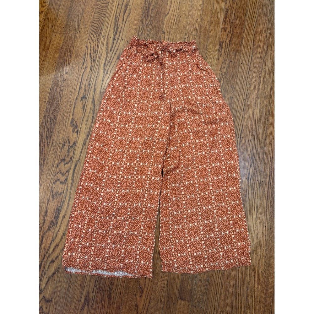 Patrons of Peace Rust Orange Geometric Wide Leg Pants Boho High Rise S